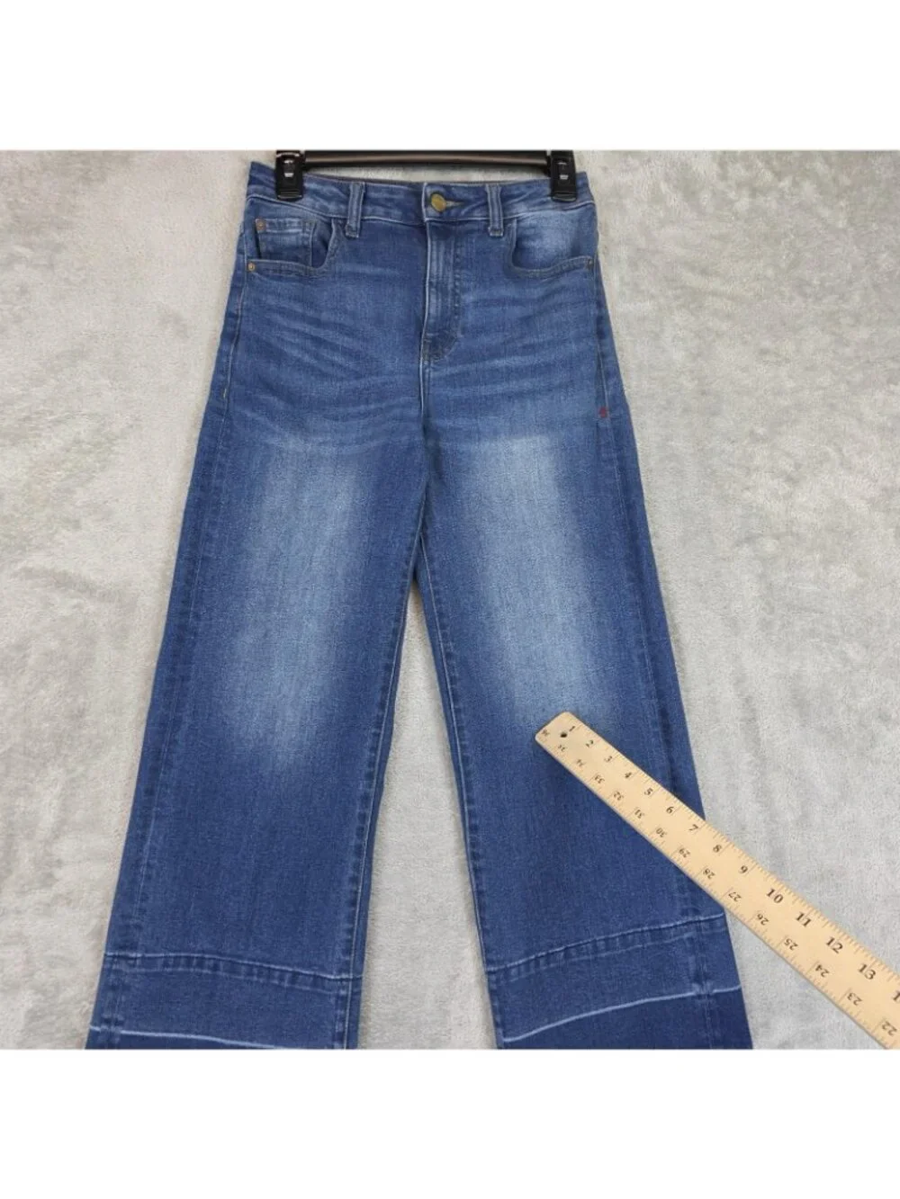 Warp + Weft ICN Incheon Wide Leg Jeans Womens 26 Blue Med Wash High Rise Crop - Picture 2 of 16